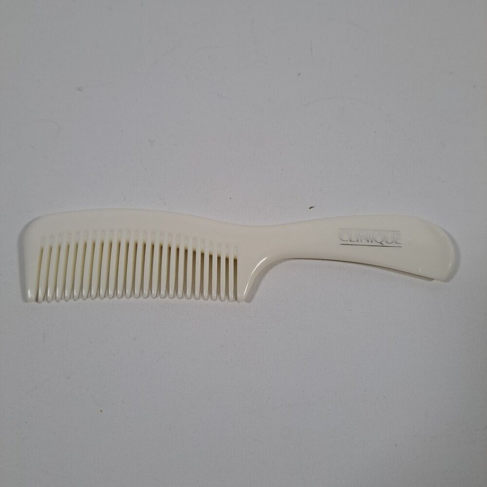 Clinique Hair Comb Wide Tooth Detangling Handle White 6.5" Travel Vintage